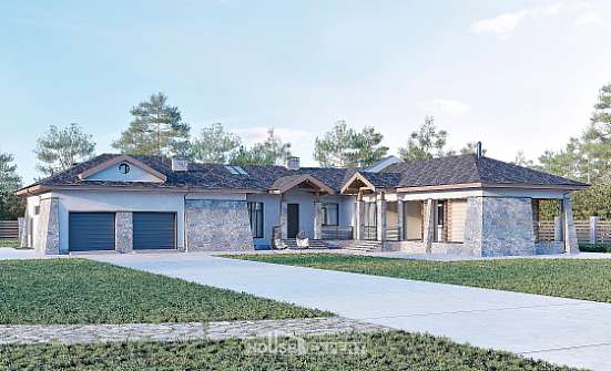 280-004-Л Проект одноэтажного дома, гараж, красивый домик из газобетона Жуковка | Проекты домов от House Expert