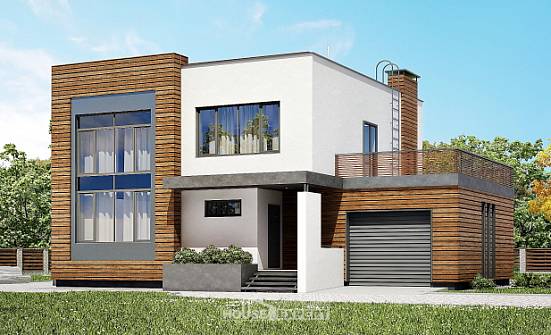 220-003-П Проект двухэтажного дома, гараж, простой коттедж из бризолита Брянск | Проекты домов от House Expert