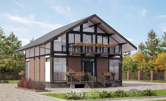 170-007-П Проект двухэтажного дома мансардный этаж, недорогой домик из бревен Жуковка | Проекты домов от House Expert