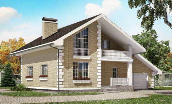 190-005-П Проект двухэтажного дома с мансардным этажом, гараж, средний дом из арболита Стародуб | Проекты домов от House Expert