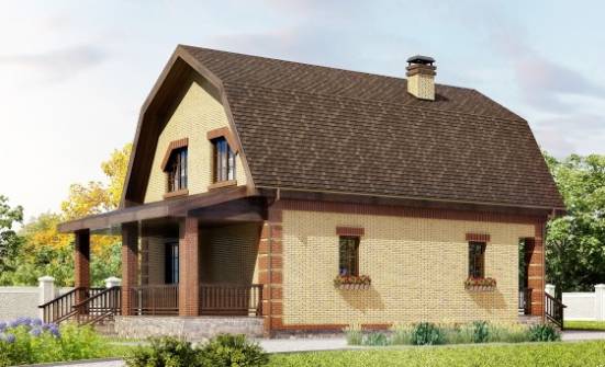 130-005-Л Проект двухэтажного дома мансардой, скромный загородный дом из бризолита Стародуб | Проекты домов от House Expert
