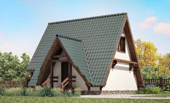 070-003-П Проект двухэтажного дома с мансардой, простой коттедж из бревен Брянск | Проекты домов от House Expert