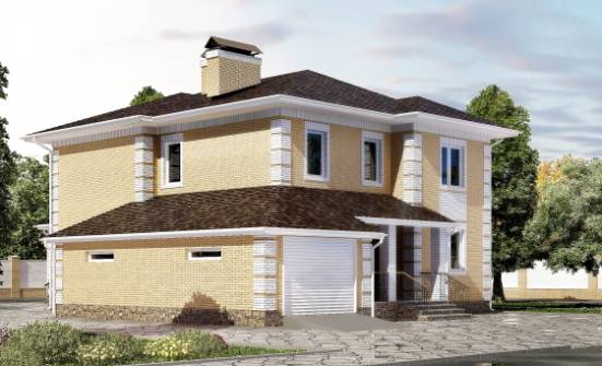 220-006-Л Проект двухэтажного дома и гаражом, классический загородный дом из поризованных блоков Клинцы | Проекты домов от House Expert