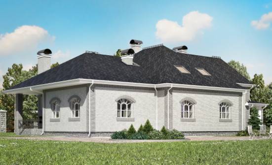 385-001-П Проект двухэтажного дома с мансардой, гараж, огромный домик из газобетона Карачев | Проекты домов от House Expert