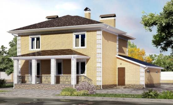220-006-Л Проект двухэтажного дома и гаражом, классический загородный дом из поризованных блоков Клинцы | Проекты домов от House Expert