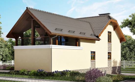 255-003-П Проект трехэтажного дома мансардой, гараж, современный загородный дом из газобетона Брянск | Проекты домов от House Expert