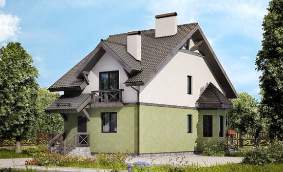 120-003-П Проект двухэтажного дома с мансардой, скромный дом из пеноблока Дятьково | Проекты домов от House Expert