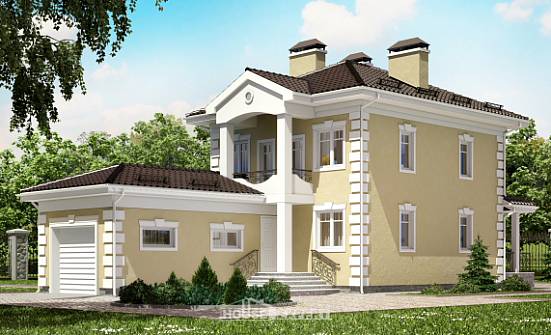 150-006-Л Проект двухэтажного дома и гаражом, бюджетный домик из твинблока Новозыбков | Проекты домов от House Expert