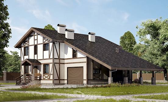 250-002-П Проект двухэтажного дома мансардой и гаражом, современный загородный дом из кирпича Новозыбков | Проекты домов от House Expert