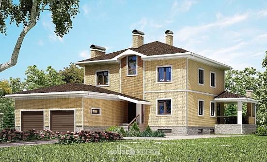 350-002-Л Проект трехэтажного дома, гараж, современный домик из кирпича Брянск | Проекты домов от House Expert