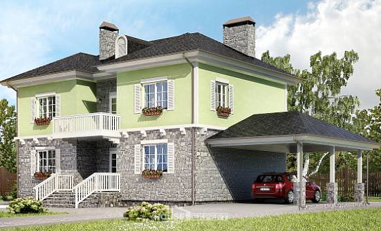 155-006-П Проект двухэтажного дома, гараж, недорогой домик из газосиликатных блоков Карачев | Проекты домов от House Expert