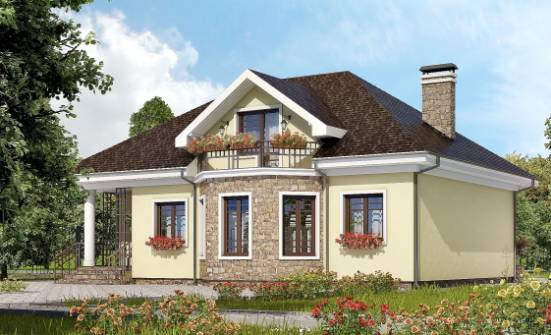 150-008-Л Проект двухэтажного дома с мансардой, компактный загородный дом из теплоблока Жуковка | Проекты домов от House Expert