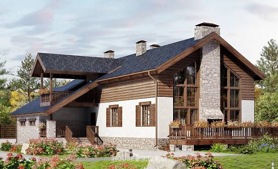 240-002-Л Проект двухэтажного дома с мансардой и гаражом, уютный загородный дом из блока Жуковка | Проекты домов от House Expert