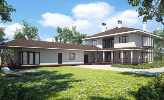340-001-П Проект двухэтажного дома и гаражом, большой домик из кирпича Клинцы | Проекты домов от House Expert