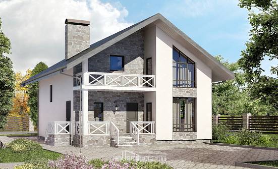 155-001-Л Проект двухэтажного дома с мансардным этажом и гаражом, скромный дом из бризолита Карачев | Проекты домов от House Expert