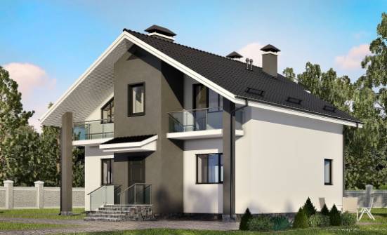 150-005-Л Проект двухэтажного дома мансардой, компактный коттедж из газобетона Дятьково | Проекты домов от House Expert