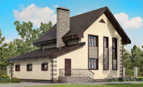 160-004-П Проект двухэтажного дома, гараж, скромный коттедж из пеноблока Брянск | Проекты домов от House Expert