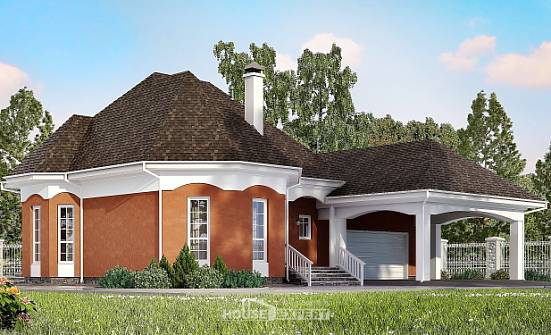 180-007-П Проект двухэтажного дома с мансардой и гаражом, экономичный домик из теплоблока Новозыбков | Проекты домов от House Expert