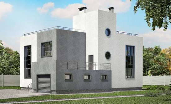 255-001-П Проект двухэтажного дома и гаражом, просторный загородный дом из поризованных блоков Жуковка | Проекты домов от House Expert
