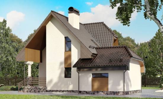 150-001-Л Проект двухэтажного дома мансардой, гараж, бюджетный домик из бризолита Стародуб | Проекты домов от House Expert