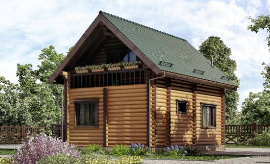 080-003-П Проект двухэтажного дома с мансардой, компактный загородный дом из бревен Жуковка | Проекты домов от House Expert