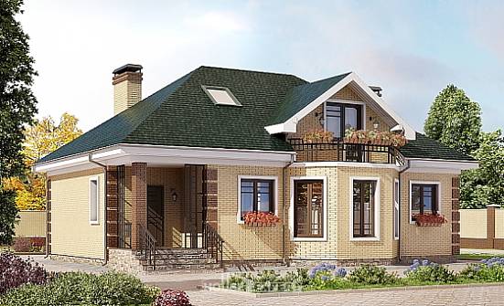 150-013-Л Проект двухэтажного дома с мансардным этажом, бюджетный домик из кирпича Новозыбков | Проекты домов от House Expert