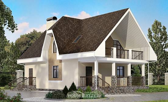 125-001-Л Проект двухэтажного дома с мансардным этажом, недорогой домик из твинблока Жуковка | Проекты домов от House Expert