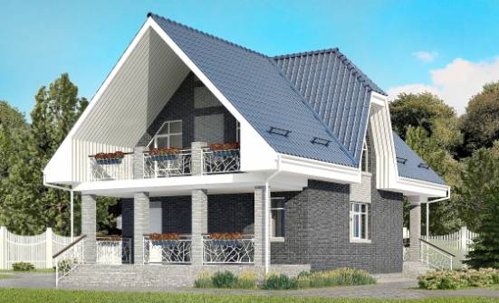 125-002-Л Проект двухэтажного дома мансардой и гаражом, бюджетный домик из блока Дятьково | Проекты домов от House Expert