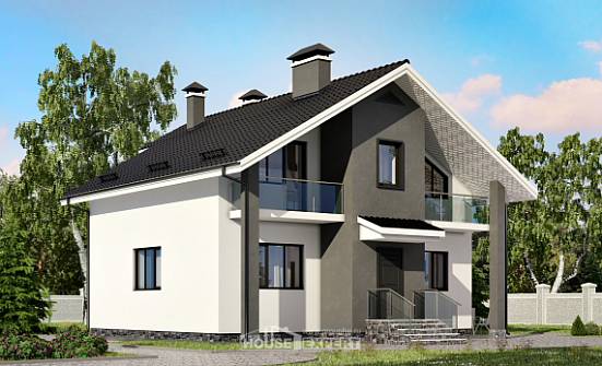 150-005-Л Проект двухэтажного дома мансардой, компактный коттедж из газобетона Дятьково | Проекты домов от House Expert
