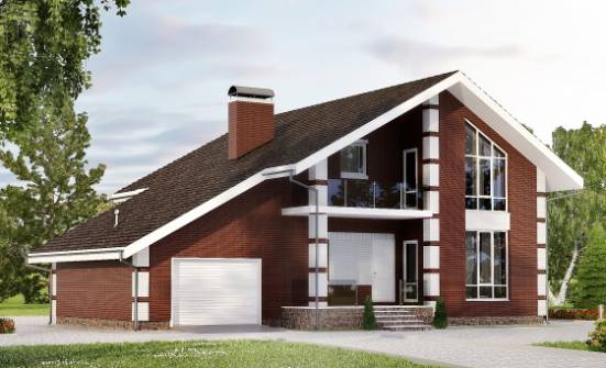 180-001-Л Проект двухэтажного дома мансардный этаж, гараж, красивый коттедж из газобетона Новозыбков | Проекты домов от House Expert