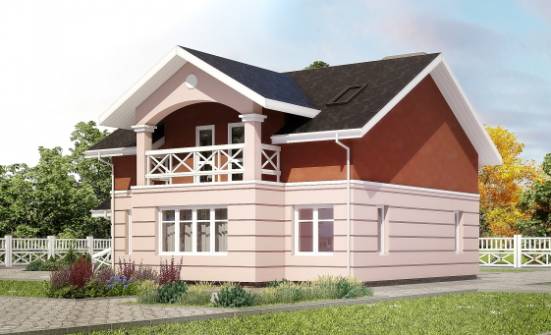 155-009-Л Проект двухэтажного дома с мансардным этажом, доступный загородный дом из арболита Новозыбков | Проекты домов от House Expert