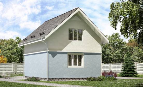 095-002-П Проект двухэтажного дома с мансардой, экономичный коттедж из пеноблока Жуковка | Проекты домов от House Expert