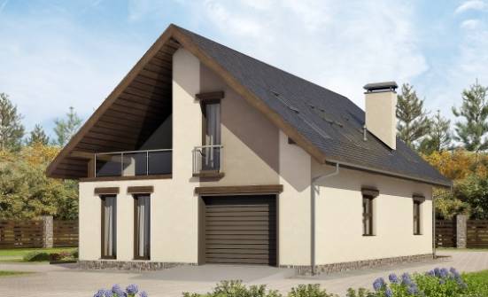 185-005-Л Проект двухэтажного дома мансардный этаж и гаражом, простой домик из пеноблока Жуковка | Проекты домов от House Expert