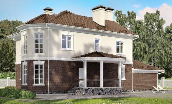 190-002-Л Проект двухэтажного дома и гаражом, средний загородный дом из твинблока Новозыбков | Проекты домов от House Expert