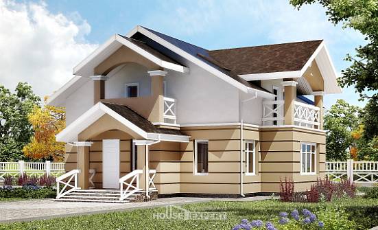 155-009-П Проект двухэтажного дома мансардой, уютный домик из поризованных блоков Клинцы | Проекты домов от House Expert