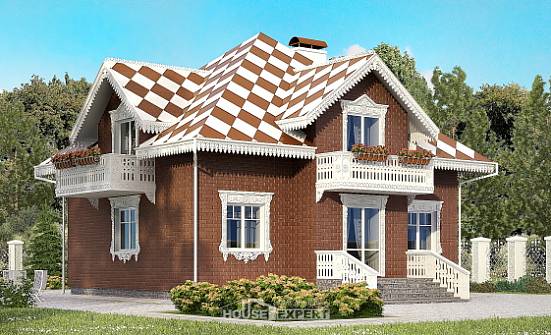 155-003-Л Проект двухэтажного дома мансардой, гараж, классический дом из поризованных блоков Жуковка | Проекты домов от House Expert