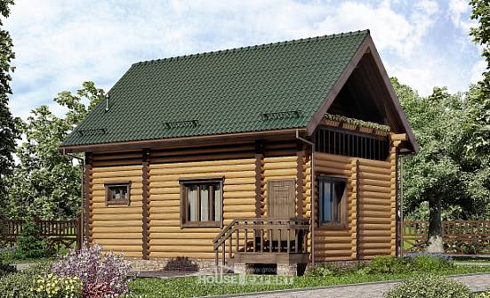 080-003-П Проект двухэтажного дома с мансардой, компактный загородный дом из бревен Жуковка | Проекты домов от House Expert