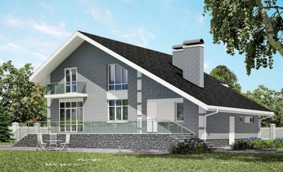 190-006-Л Проект двухэтажного дома с мансардой, гараж, средний домик из керамзитобетонных блоков Новозыбков | Проекты домов от House Expert
