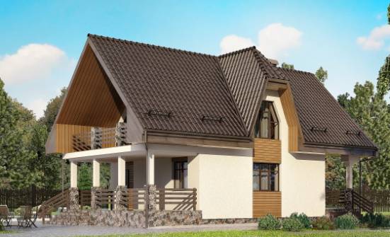 150-001-Л Проект двухэтажного дома мансардой, гараж, бюджетный домик из бризолита Стародуб | Проекты домов от House Expert