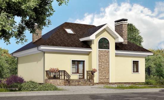 150-008-Л Проект двухэтажного дома с мансардой, компактный загородный дом из теплоблока Жуковка | Проекты домов от House Expert