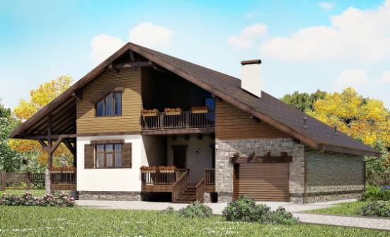 220-005-П Проект двухэтажного дома с мансардным этажом, гараж, простой домик из кирпича Клинцы | Проекты домов от House Expert