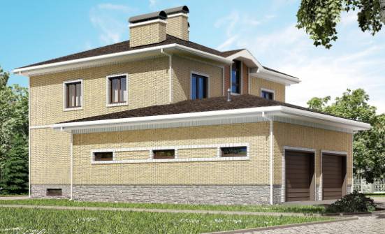 350-002-Л Проект трехэтажного дома, гараж, современный домик из кирпича Брянск | Проекты домов от House Expert