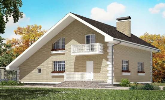 190-005-П Проект двухэтажного дома с мансардным этажом, гараж, средний дом из арболита Стародуб | Проекты домов от House Expert