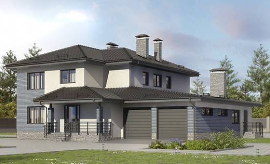340-005-П Проект двухэтажного дома и гаражом, огромный загородный дом из блока Клинцы | Проекты домов от House Expert