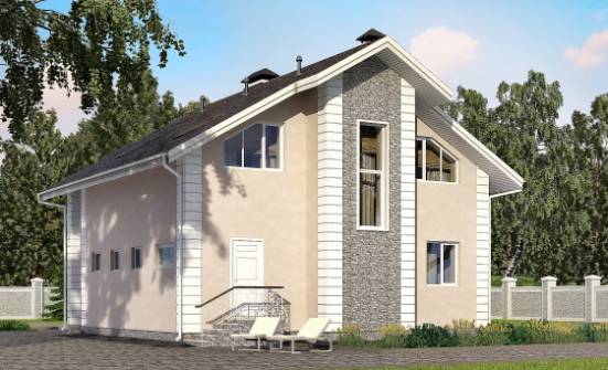 150-002-П Проект двухэтажного дома с мансардой, гараж, скромный загородный дом из бризолита Стародуб | Проекты домов от House Expert