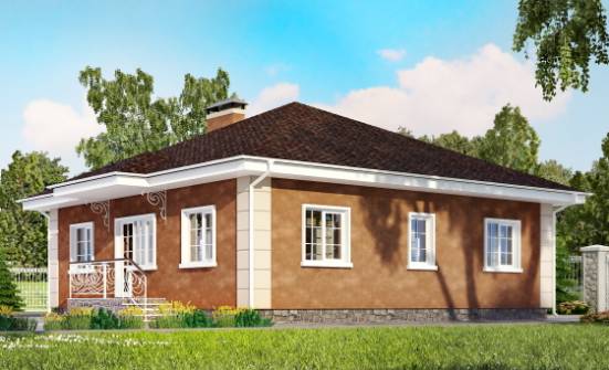 100-001-Л Проект одноэтажного дома, компактный коттедж из пеноблока Брянск | Проекты одноэтажных домов от House Expert