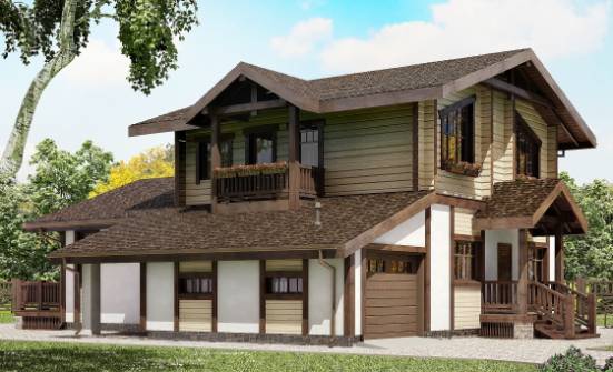 190-004-П Проект двухэтажного дома мансардный этаж и гаражом, просторный дом из теплоблока из дерева Стародуб | Проекты домов от House Expert