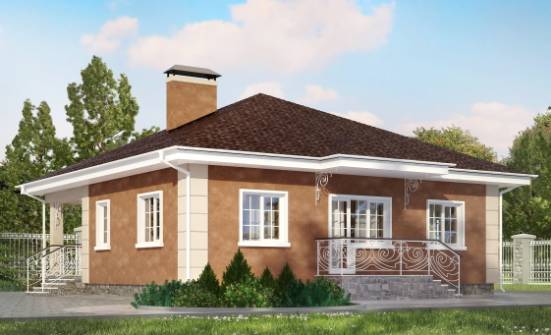 100-001-Л Проект одноэтажного дома, компактный коттедж из пеноблока Брянск | Проекты одноэтажных домов от House Expert