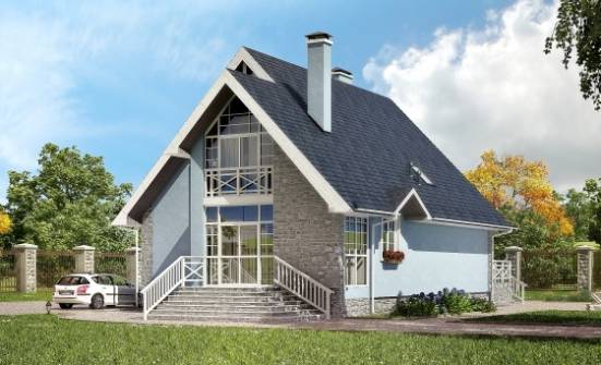 170-003-П Проект двухэтажного дома с мансардным этажом, доступный коттедж из газобетона Новозыбков | Проекты домов от House Expert
