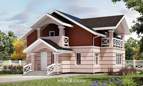 155-009-Л Проект двухэтажного дома с мансардным этажом, доступный загородный дом из арболита Новозыбков | Проекты домов от House Expert